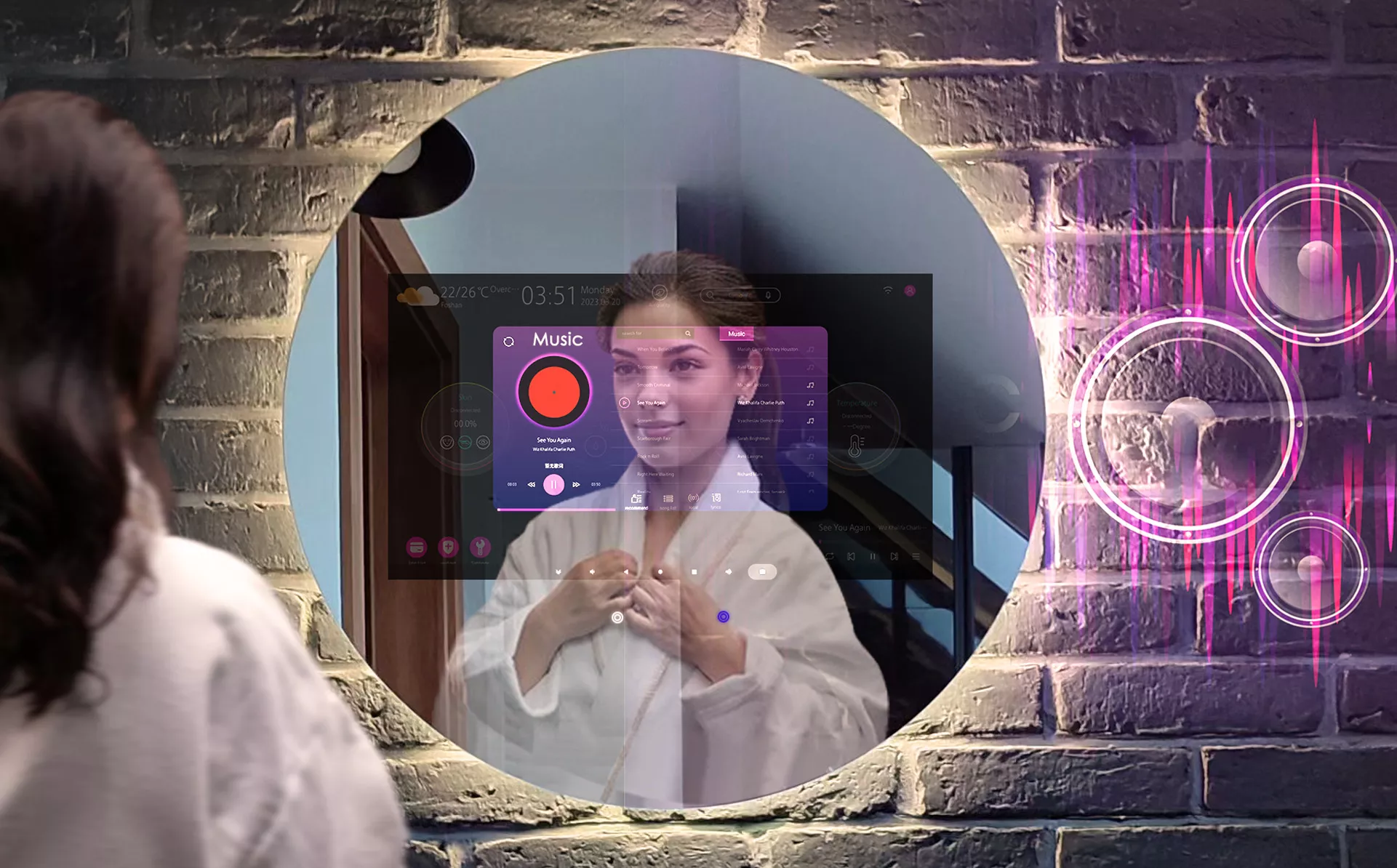 Smart Mirror with Integrated HiFi Speakers 1 Smart Mirror