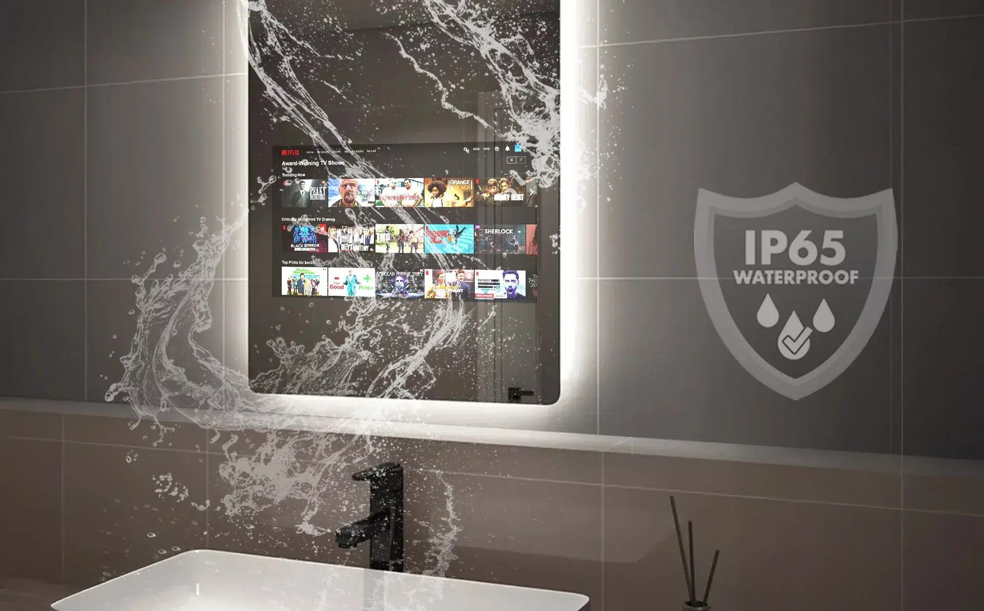 Smart Bathroom Mirror IP65 Waterproof Smart Mirror