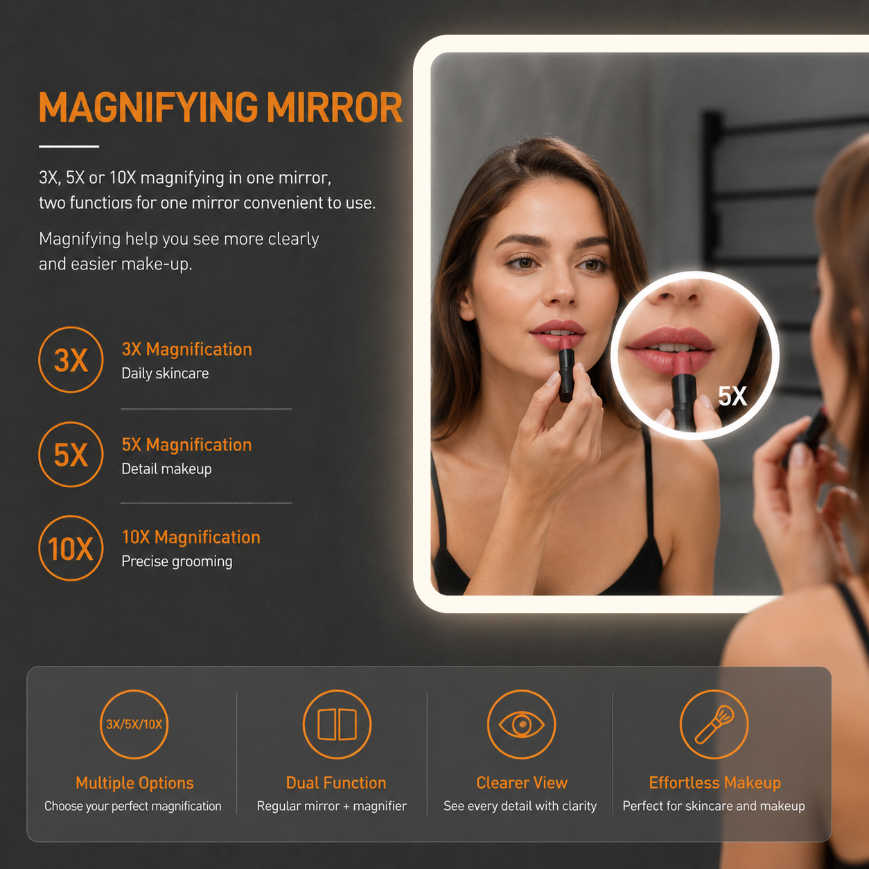 Built-in Magnifying Mirror for LED Bathroom Mirror