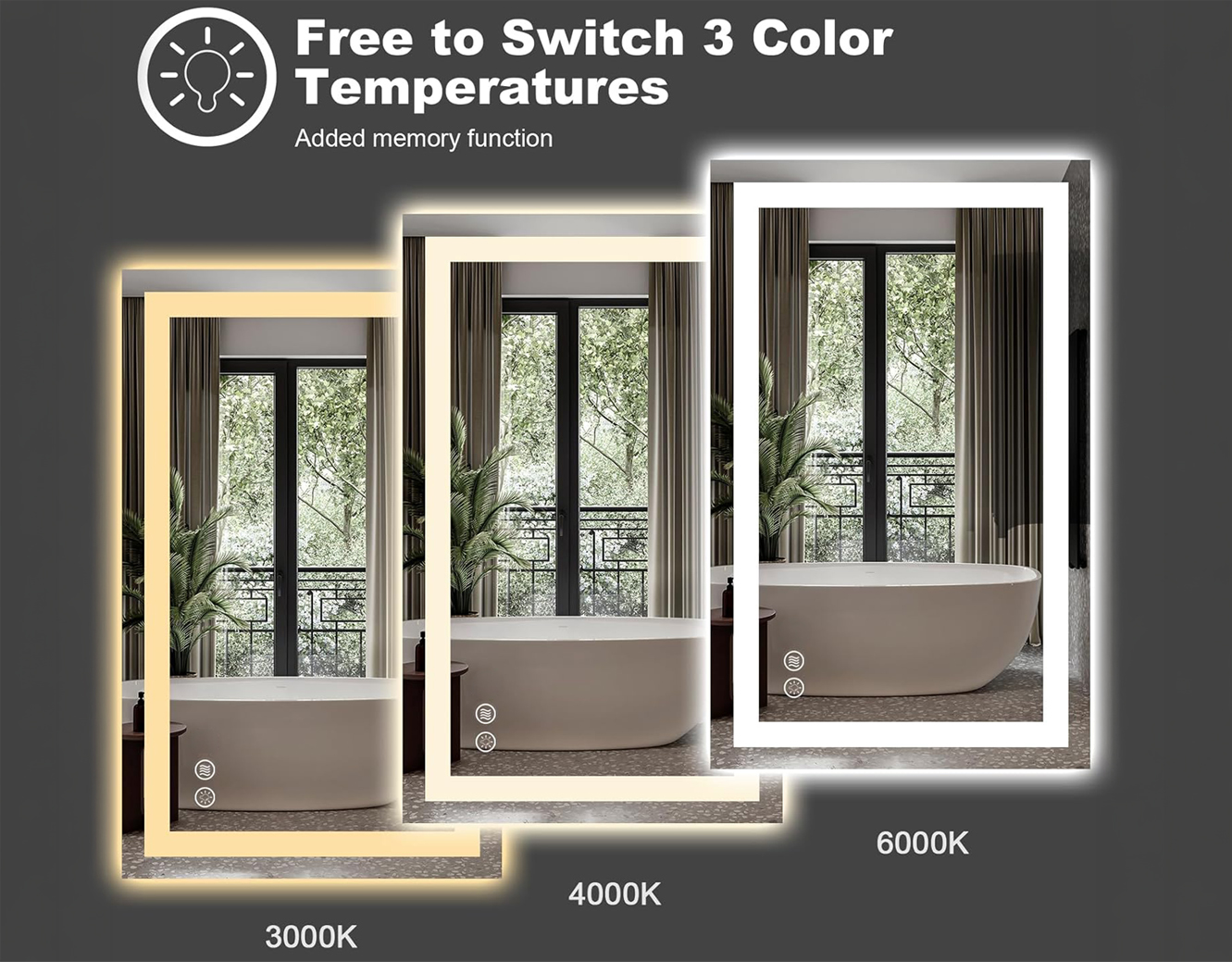 LED Bathroom Mirror 3 Color Temperature LED Bathroom Mirror 3 Color Temperature