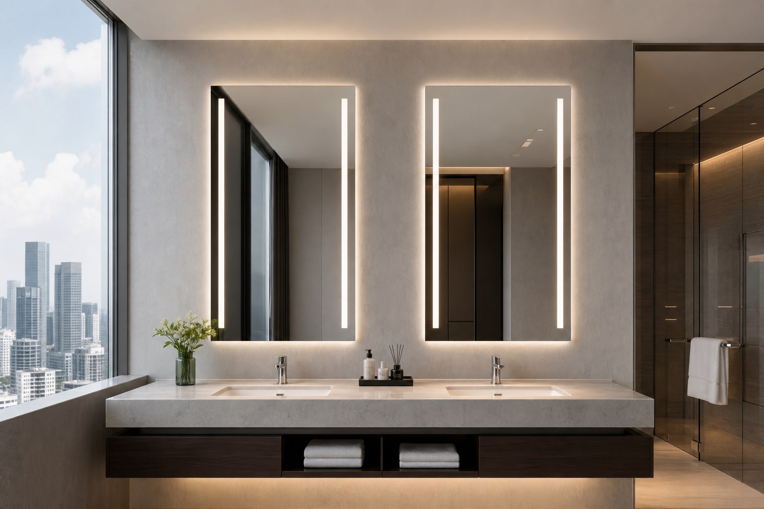 silver mirror vs aluminum mirror shown in a modern bathroom project setting