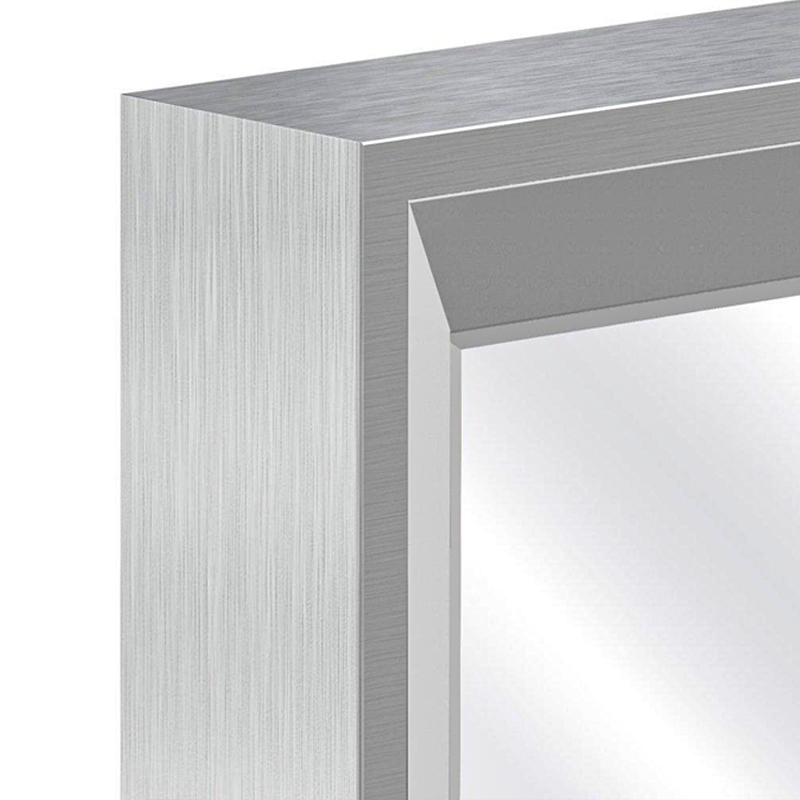 Satin Silver Aluminium Mirror Frame Finish Close-up visual reference of a satin silver aluminium bathroom mirror frame